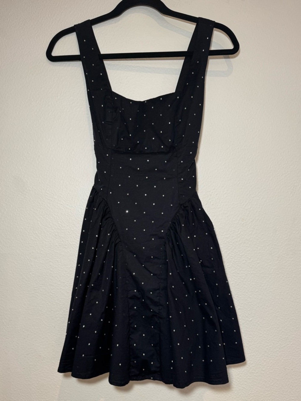 Crystal Doll Black Rhinestone Mini Dress Size S
